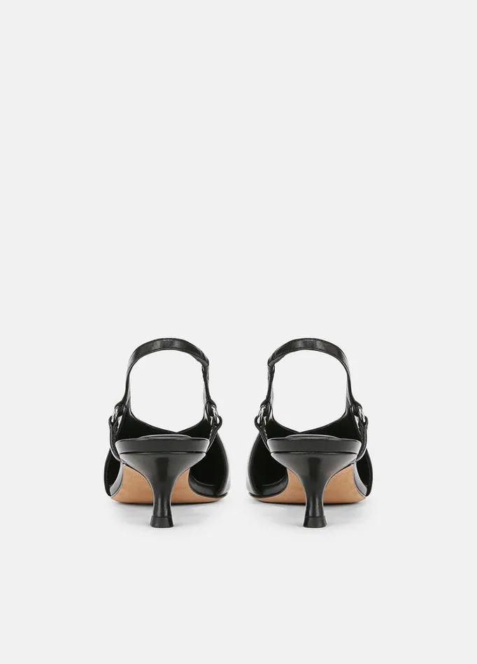 Shoes Women Vince Sabrina Leather Slingback Kitten Heel Black Shoes Women Vince Sabrina Leather Slingback Kitten Heel Black