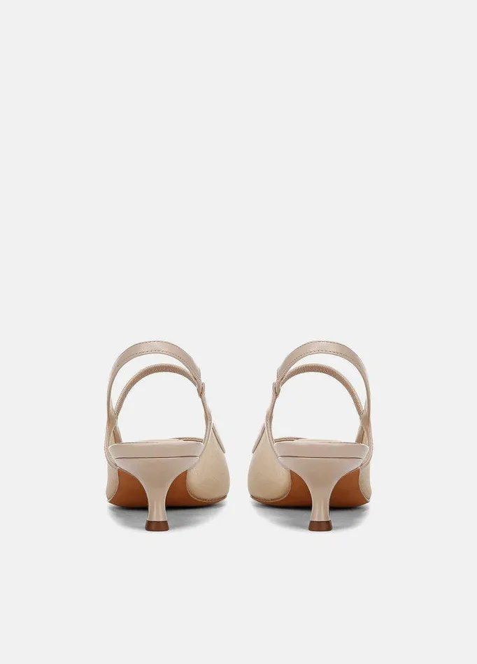 Shoes Women Vince Venice Leather And Mesh Slingback Kitten Heel Birch Sand Shoes Women Vince Venice Leather And Mesh Slingback Kitten Heel Birch Sand