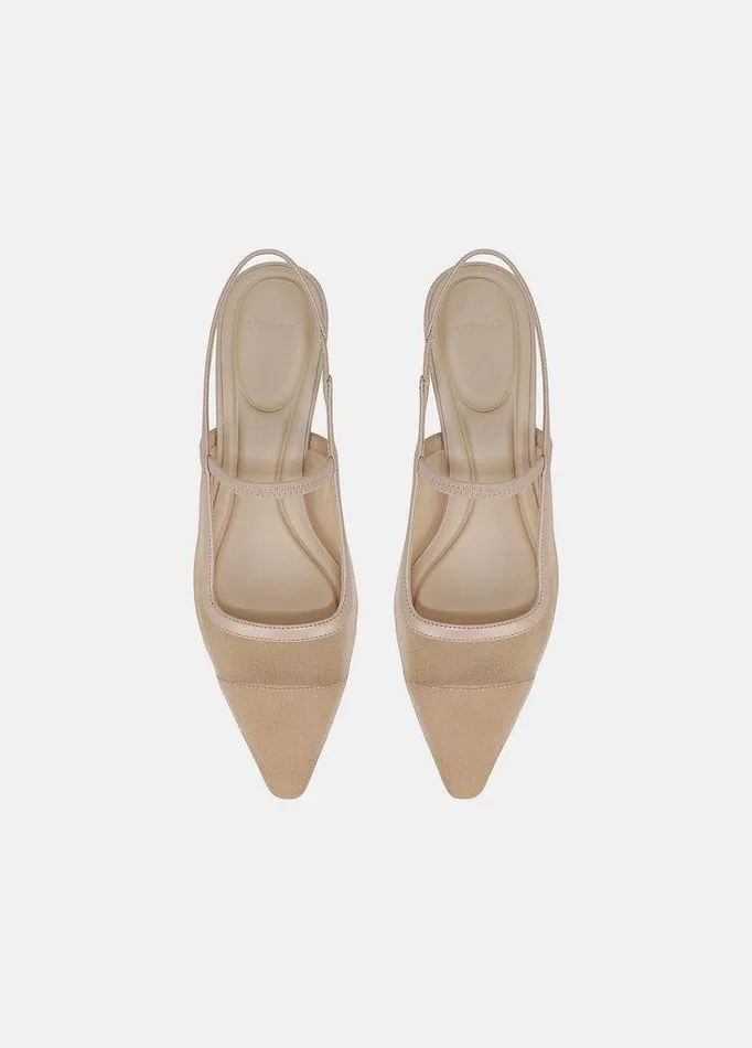 Shoes Women Vince Venice Leather And Mesh Slingback Kitten Heel Birch Sand Shoes Women Vince Venice Leather And Mesh Slingback Kitten Heel Birch Sand