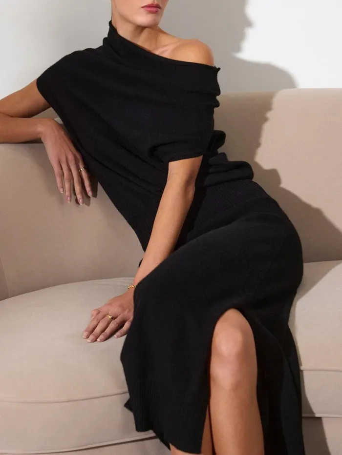 Shop Brochu Walker 100 Cashmere The Lori Sleeveless Dress Black Onyx