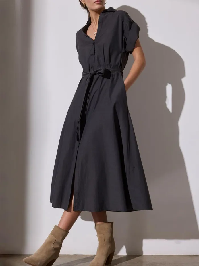 Shop Brochu Walker Dresses The Fia Belted Dress Washed Black