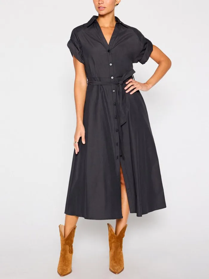 Shop Brochu Walker Dresses The Fia Belted Dress Washed Black