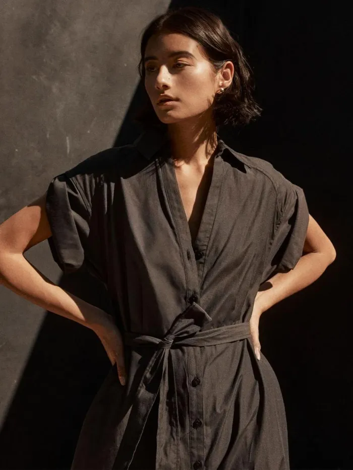Shop Brochu Walker Dresses The Fia Belted Dress Washed Black