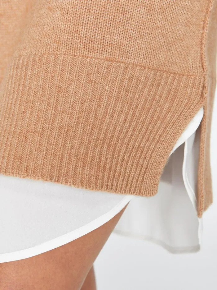 Shop Brochu Walker Dresses The Looker Layered VNeck Dress Camel Melange With White Underlayer