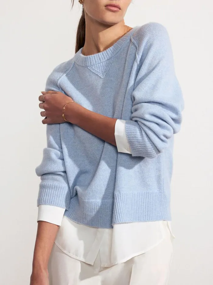 Shop Brochu Walker Loungewear The Knit Sweatshirt Looker Skye Blue Melange With White Shop Brochu Walker Loungewear The Knit Sweatshirt Looker Skye Blue Melange With White