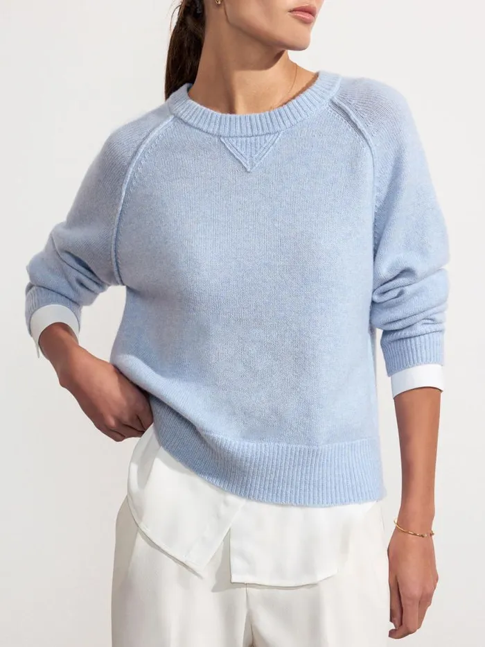 Shop Brochu Walker Loungewear The Knit Sweatshirt Looker Skye Blue Melange With White
