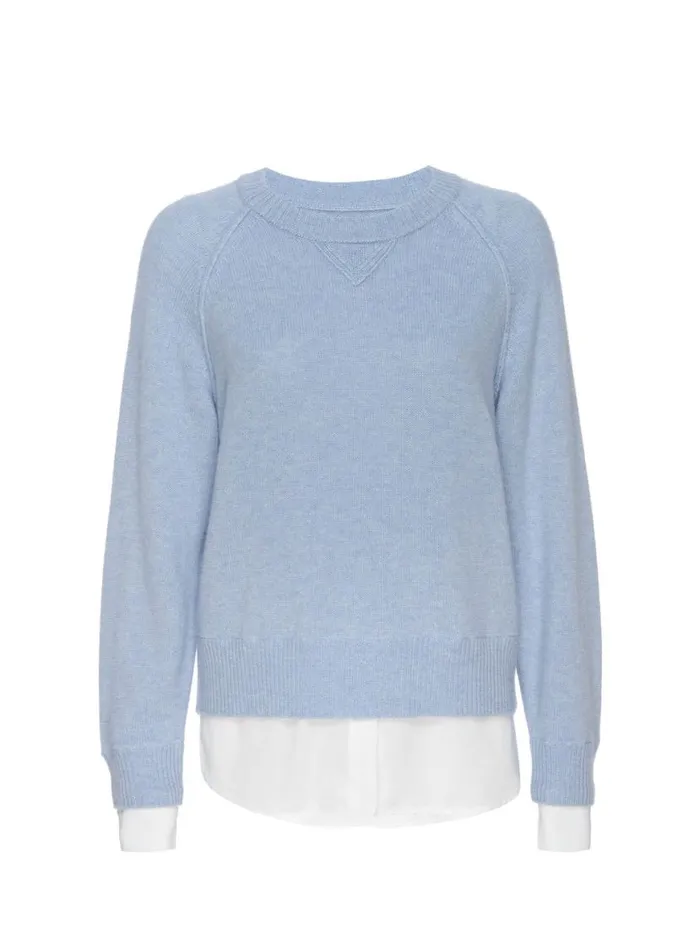 Shop Brochu Walker Loungewear The Knit Sweatshirt Looker Skye Blue Melange With White