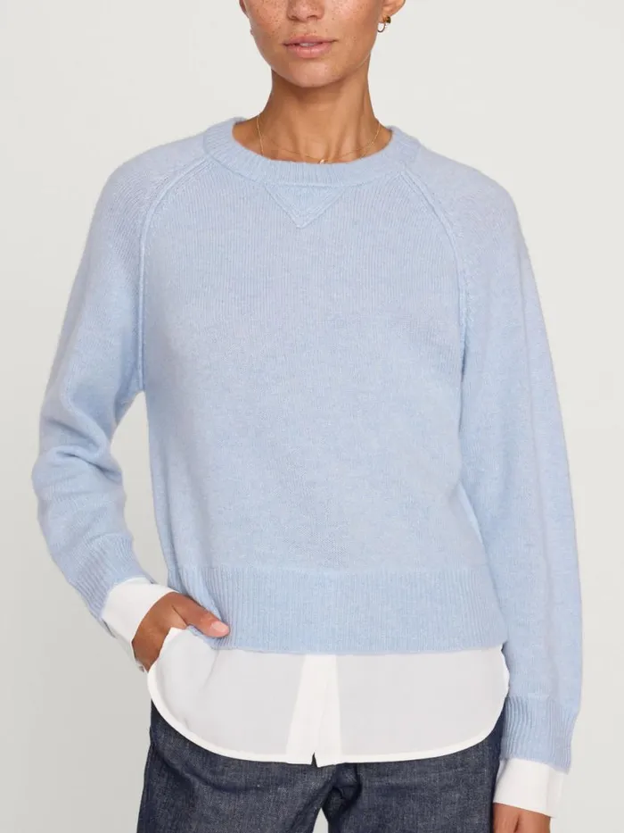 Shop Brochu Walker Loungewear The Knit Sweatshirt Looker Skye Blue Melange With White