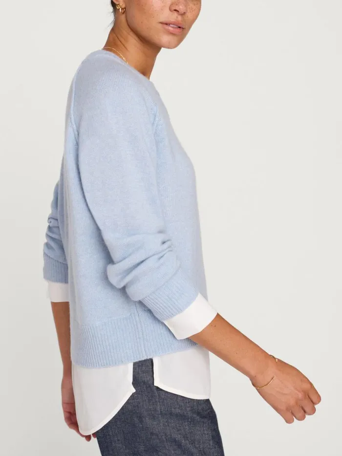 Shop Brochu Walker Loungewear The Knit Sweatshirt Looker Skye Blue Melange With White