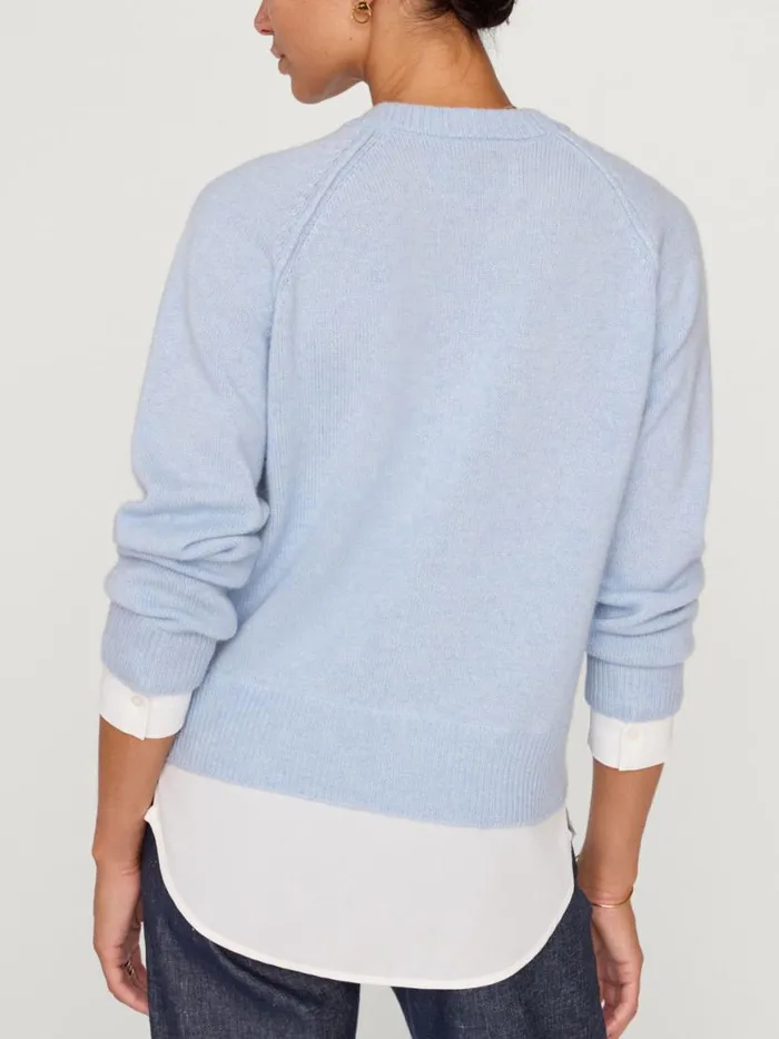 Shop Brochu Walker Loungewear The Knit Sweatshirt Looker Skye Blue Melange With White