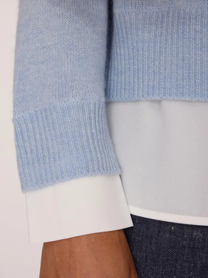 Shop Brochu Walker Loungewear The Knit Sweatshirt Looker Skye Blue Melange With White