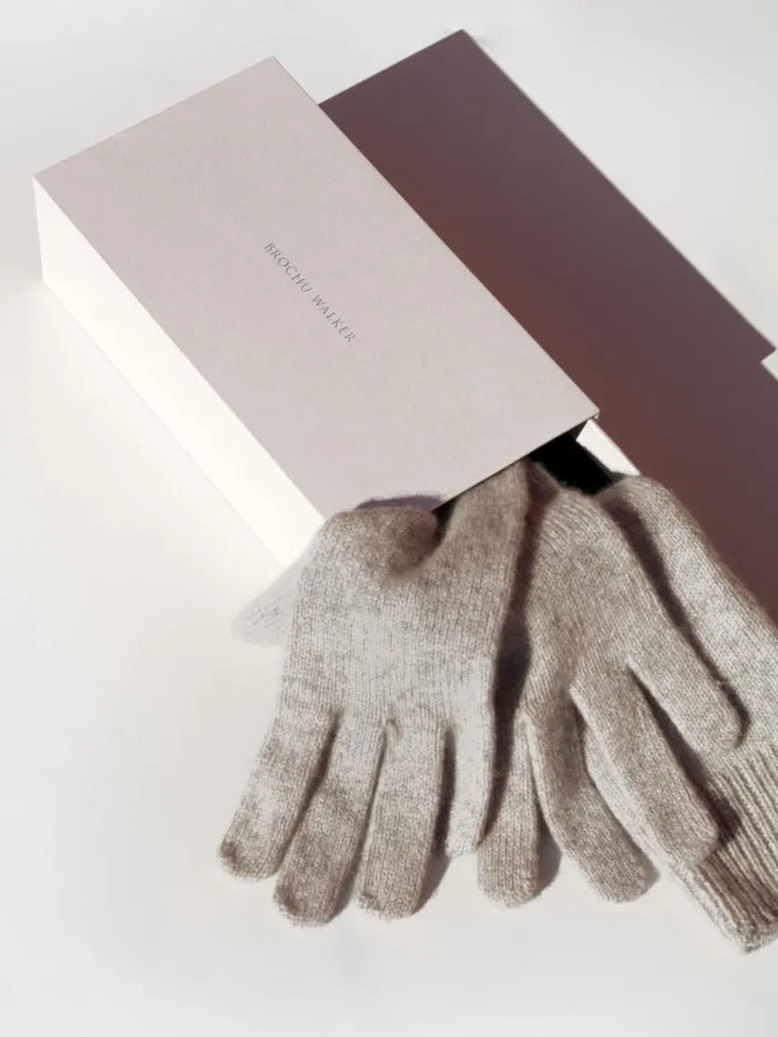 Shop Brochu Walker Scarves and Gloves The Cashmere Gloves Mist Mlange