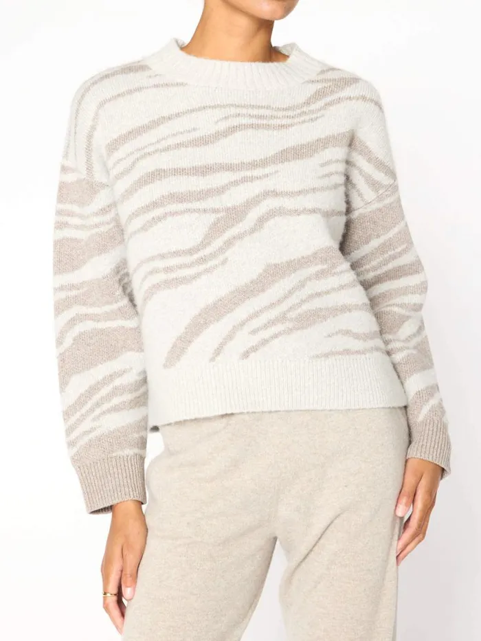 Shop Brochu Walker Sweaters The Adria Jacquard Pullover Otter Melange Combo