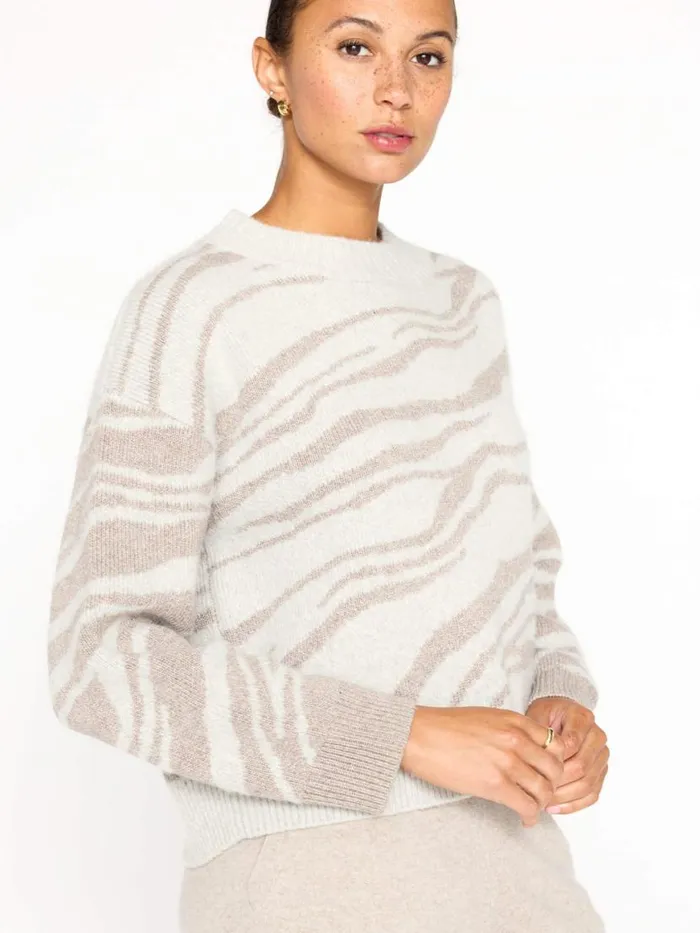 Shop Brochu Walker Sweaters The Adria Jacquard Pullover Otter Melange Combo