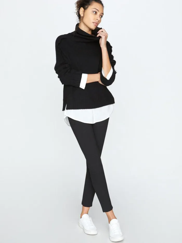 Shop Brochu Walker Sweaters The Jolie Fringe Layered Looker Black Onyx With White Underlayer