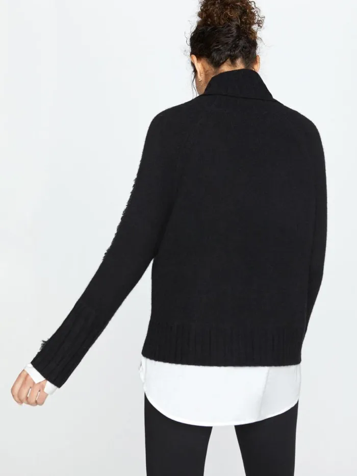 Shop Brochu Walker Sweaters The Jolie Fringe Layered Looker Black Onyx With White Underlayer
