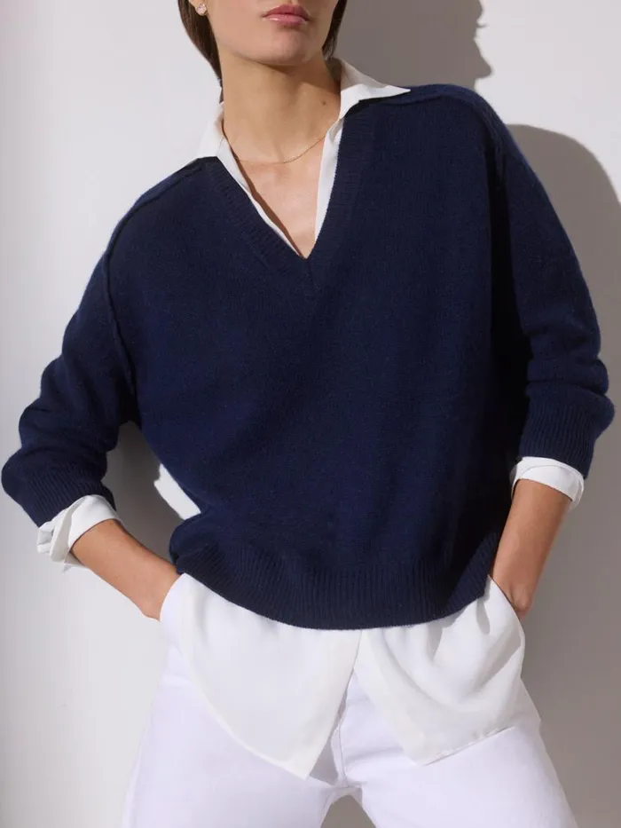 Shop Brochu Walker Sweaters The Looker Layered VNeck Navy