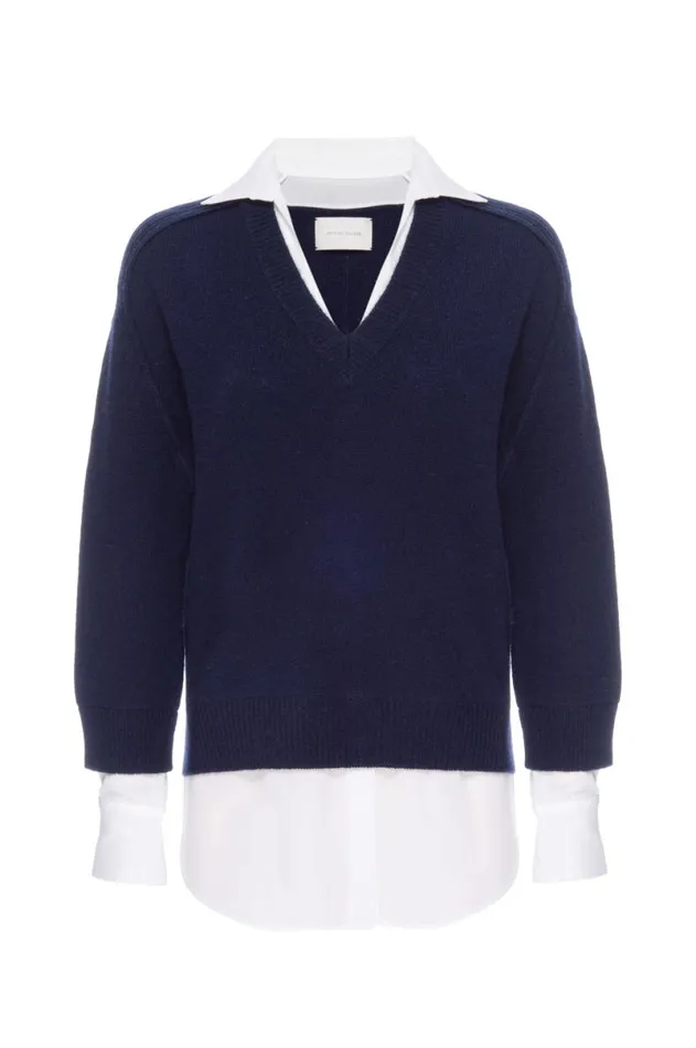 Shop Brochu Walker Sweaters The Looker Layered VNeck Navy