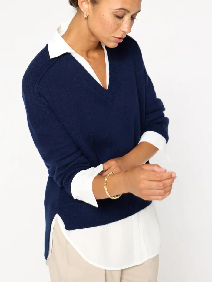 Shop Brochu Walker Sweaters The Looker Layered VNeck Navy