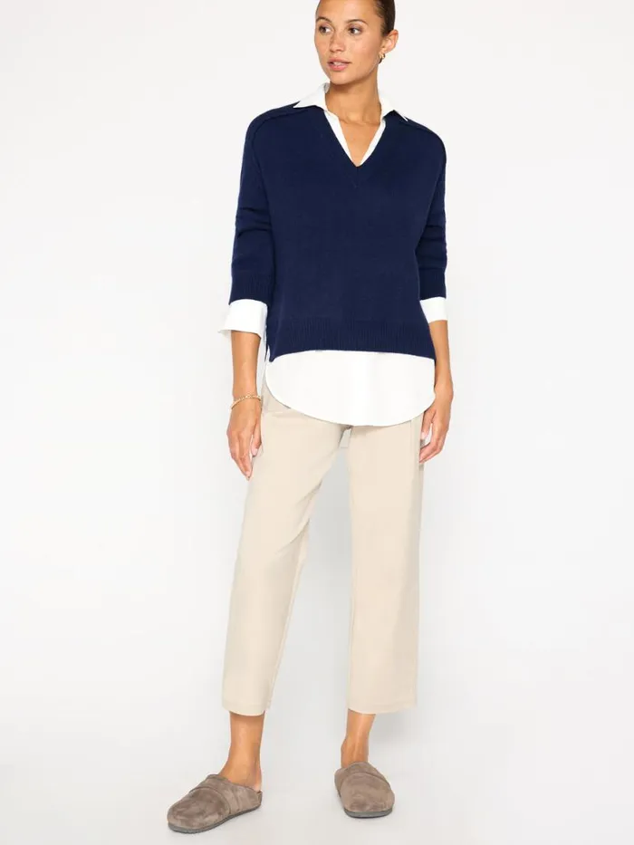 Shop Brochu Walker Sweaters The Looker Layered VNeck Navy