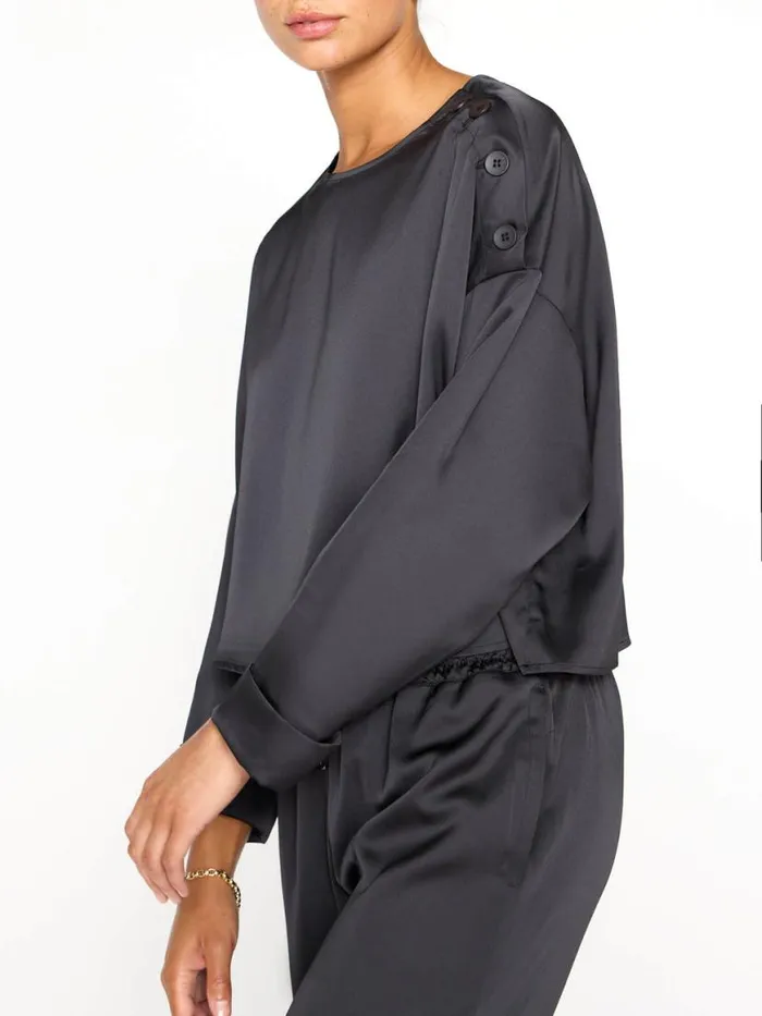 Shop Brochu Walker Tops The Dallas Blouse Onyx