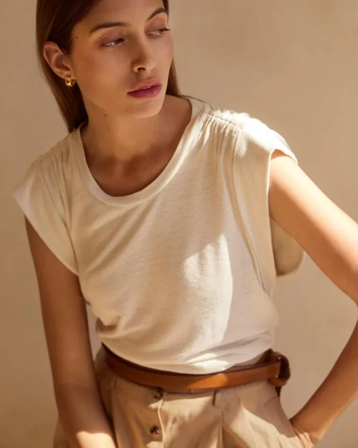 Shop Brochu Walker Tops The Reins Tee Tallow Beige