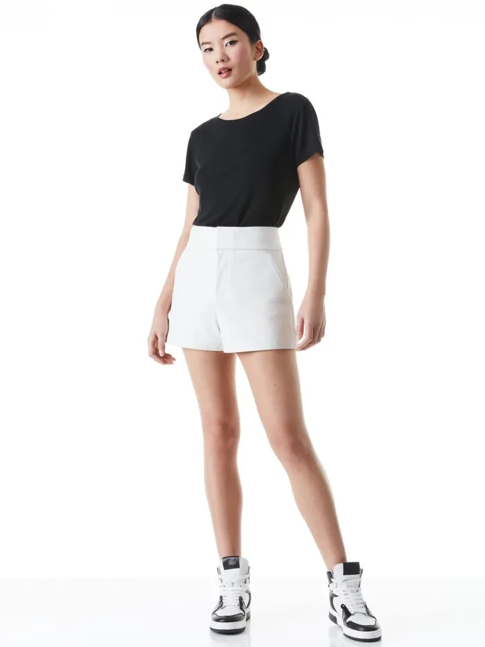 Shorts Women Alice Olivia CADY HIGH WAISTED LEATHER SHORT Black