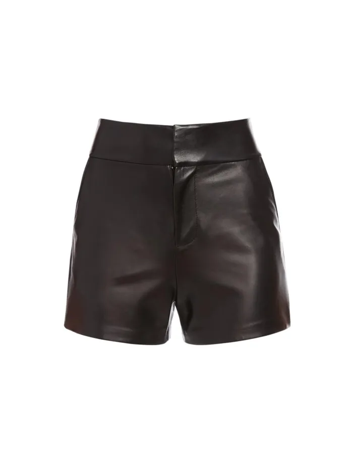 Shorts Women Alice Olivia CADY HIGH WAISTED LEATHER SHORT Black