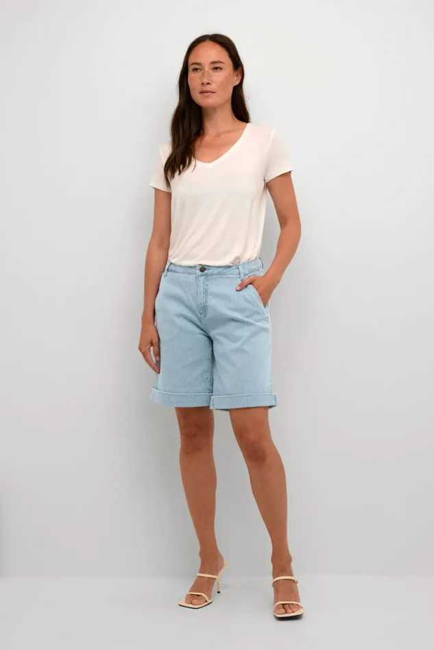 Shorts Women CULTURE CUmilky Shorts Bluewhite Stripe