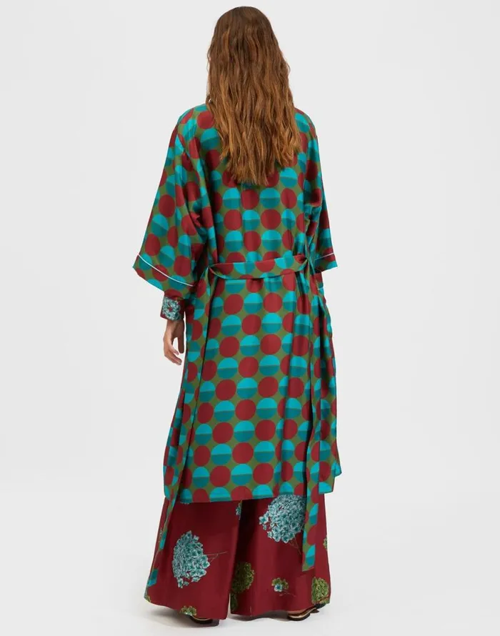 Silk Robe Sfere Grandi Verde Women La Double J Loungewear Silk Robe Sfere Grandi Verde Women La Double J Loungewear