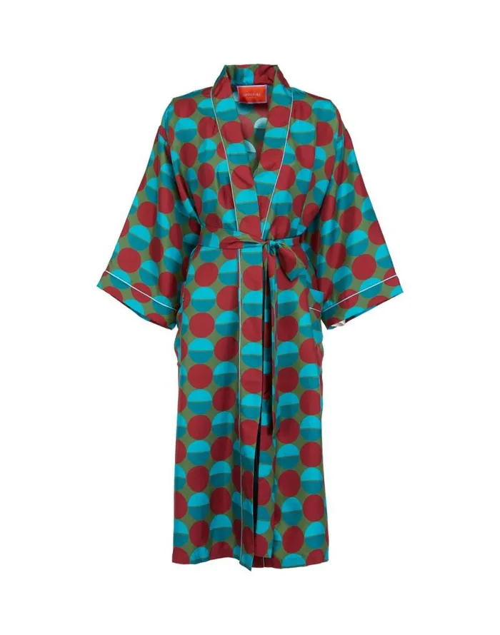 Silk Robe Sfere Grandi Verde Women La Double J Loungewear Silk Robe Sfere Grandi Verde Women La Double J Loungewear