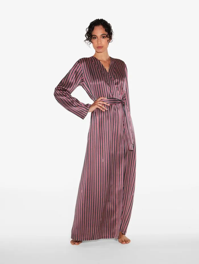 Silk Striped Long Robe Sleepwear La Perla Robes