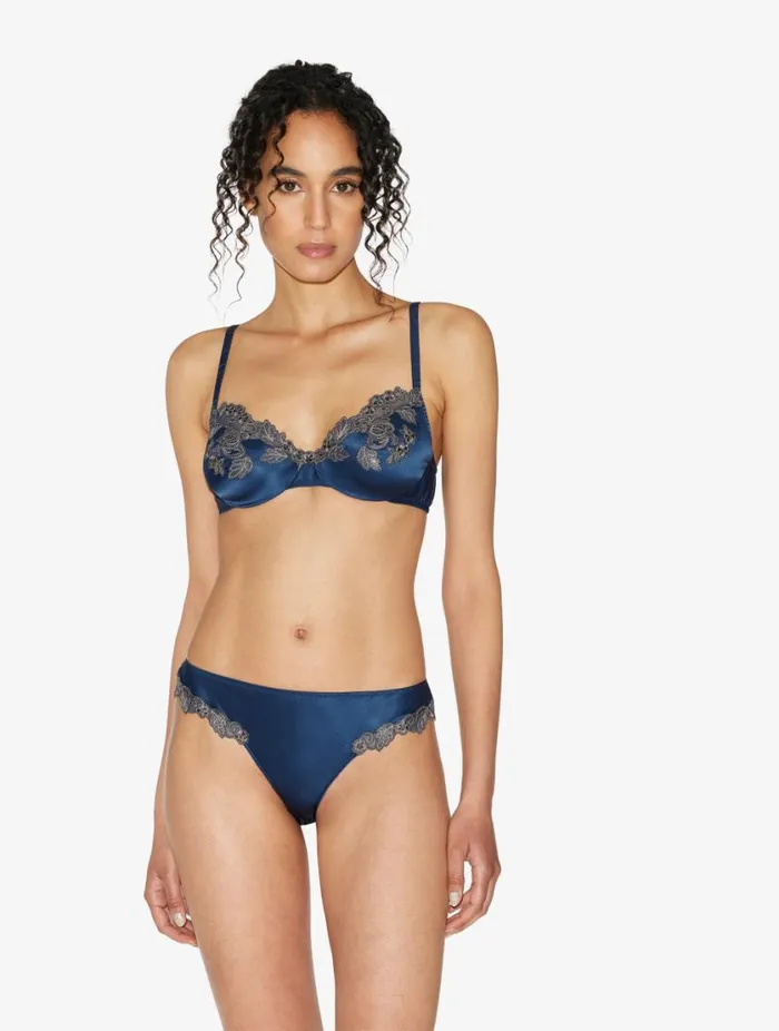 Silk Underwired Bra In Blue With Frastaglio Lingerie La Perla Underwired