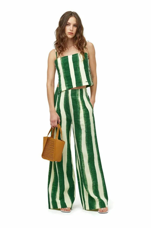 Simon Miller Bottoms Women Linen Bloo Pant Custard Joot Stripe