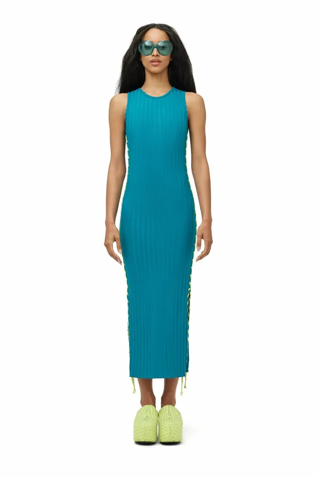Simon Miller Dresses Women Rib Blix Dress With Whip Stitch Zingy Green Simon Miller Dresses Women Rib Blix Dress With Whip Stitch Zingy Green