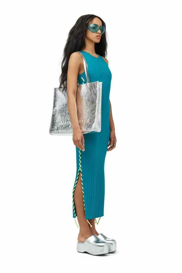 Simon Miller Dresses Women Rib Blix Dress With Whip Stitch Zingy Green Simon Miller Dresses Women Rib Blix Dress With Whip Stitch Zingy Green
