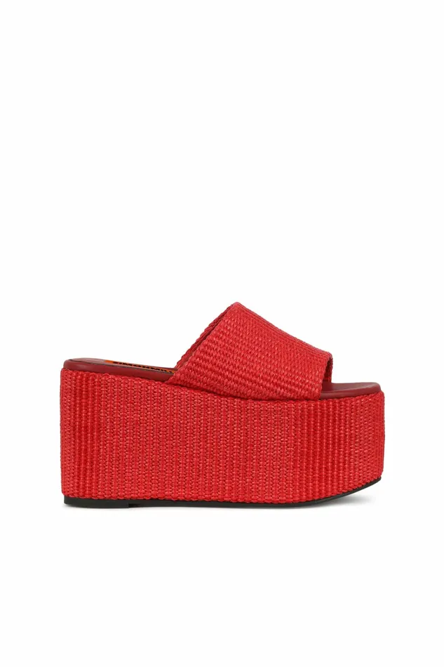 Simon Miller Platforms Women Blackout Platform Spicy Red Raffia