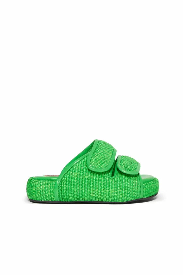 Simon Miller Sandals Women Cro Slide Happy Green Raffia