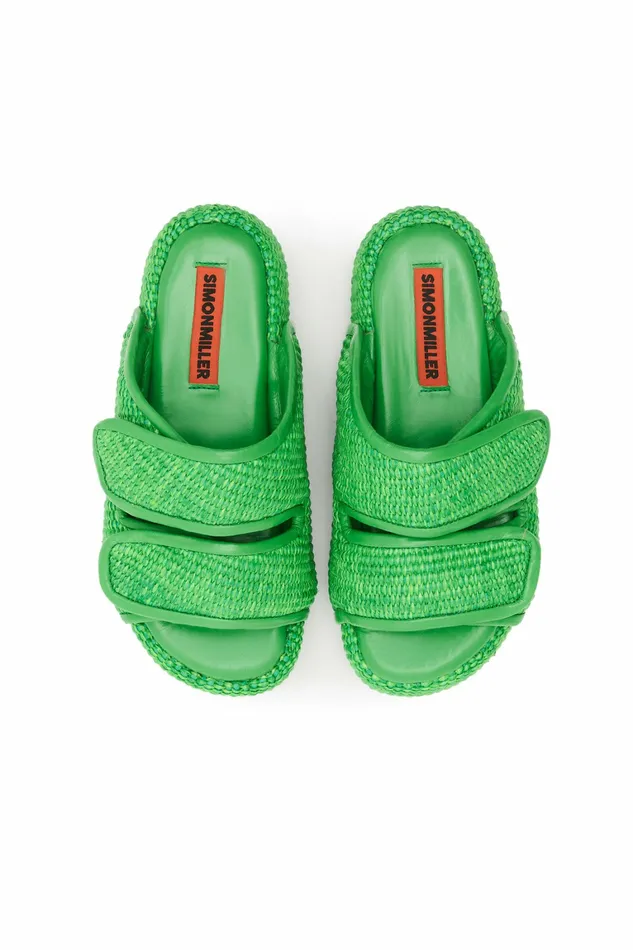 Simon Miller Sandals Women Cro Slide Happy Green Raffia Simon Miller Sandals Women Cro Slide Happy Green Raffia