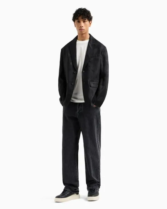 Singlebreasted Camouflage Lyocell Jacket Black Men Armani Matching Sets Singlebreasted Camouflage Lyocell Jacket Black Men Armani Matching Sets