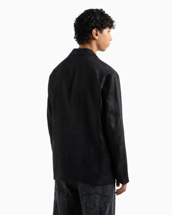 Singlebreasted Camouflage Lyocell Jacket Black Men Armani Matching Sets Singlebreasted Camouflage Lyocell Jacket Black Men Armani Matching Sets