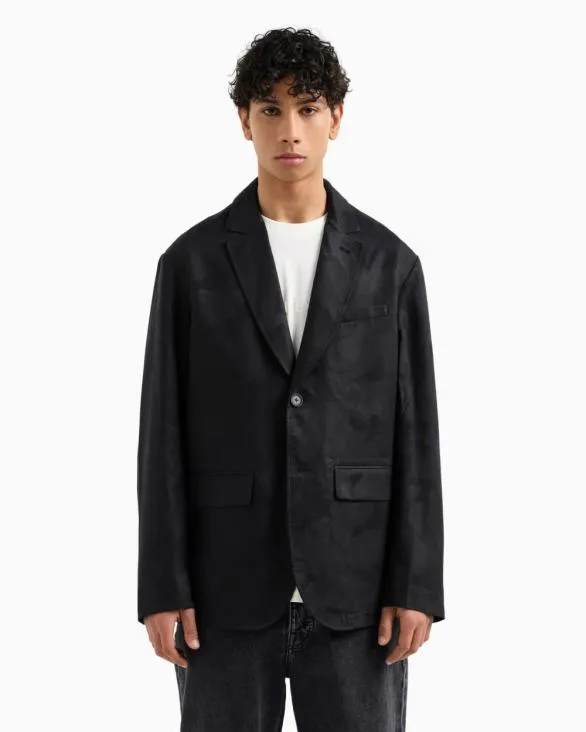 Singlebreasted Camouflage Lyocell Jacket Black Men Armani Matching Sets Singlebreasted Camouflage Lyocell Jacket Black Men Armani Matching Sets