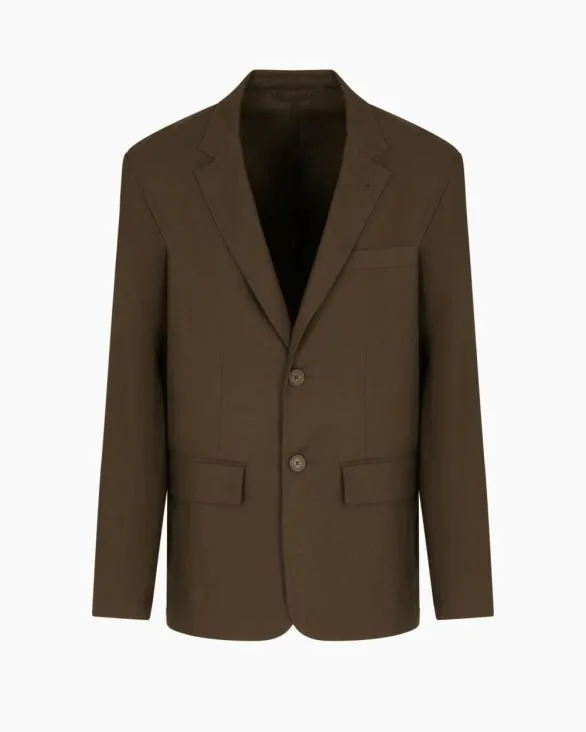 Singlebreasted Jacket In Linen And Lyocell Green Men Armani Matching Sets