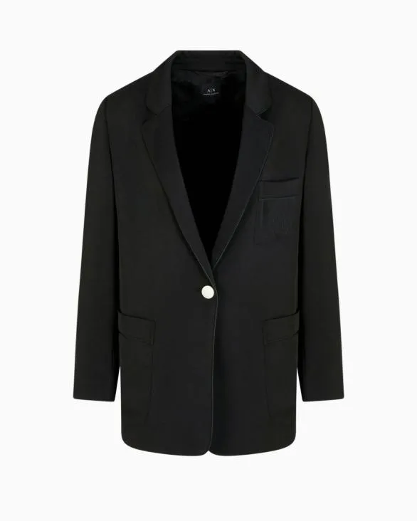 Singlebreasted Jacket In Matte Satin Fabric Black Women Armani Matching Sets