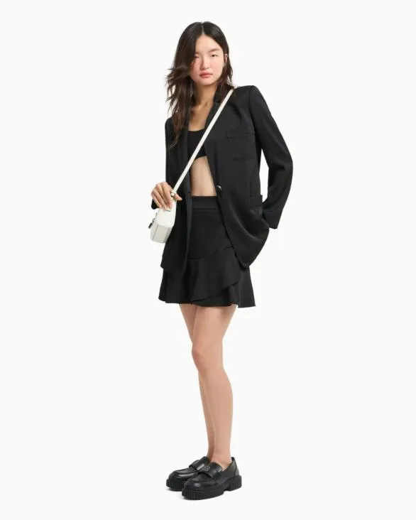 Singlebreasted Jacket In Matte Satin Fabric Black Women Armani Matching Sets Singlebreasted Jacket In Matte Satin Fabric Black Women Armani Matching Sets