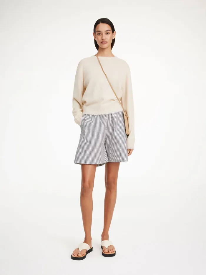 Siona Organic Cotton Shorts Navy Stripe Women By Malene Birger Shorts