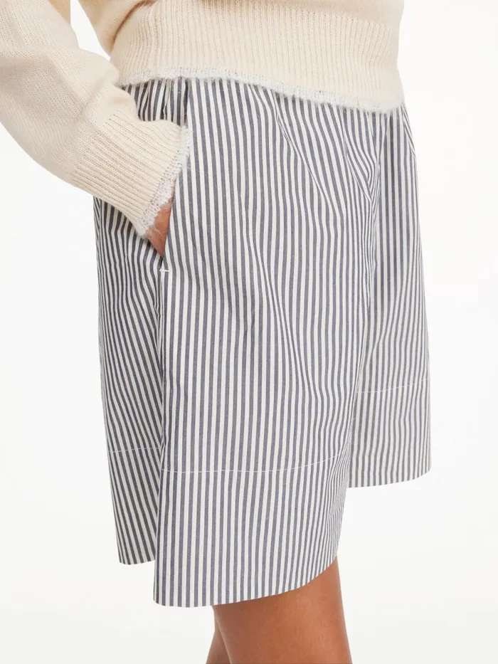 Siona Organic Cotton Shorts Navy Stripe Women By Malene Birger Shorts