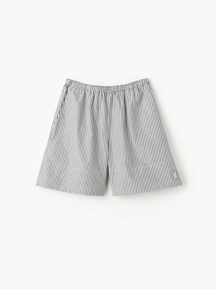 Siona Organic Cotton Shorts Navy Stripe Women By Malene Birger Shorts