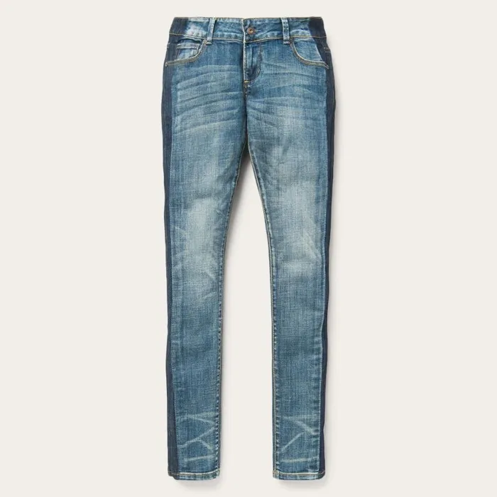 Skinny Fit Stripe Leg Jean Blue Women Stetson Denim