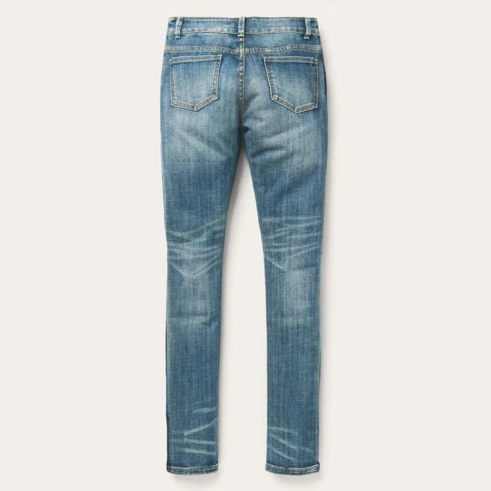 Skinny Fit Stripe Leg Jean Blue Women Stetson Denim